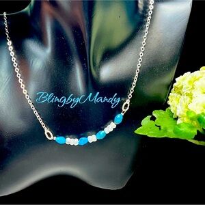 Moonstone and blue Apatite Necklace